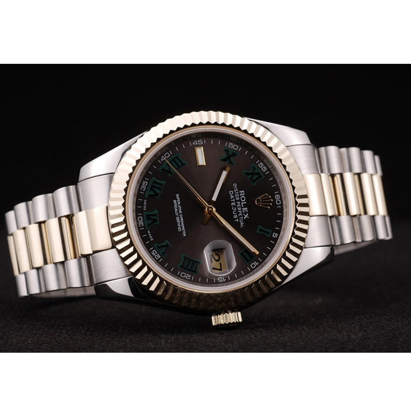 MiroTime 0704 Rolex DateJust Gold Ribbed Pattern Bezel Brown Dial